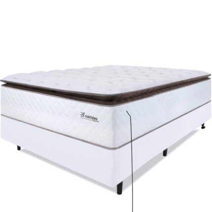 Cama Box com Colchão Casal Molas Ensacadas Alto 138x188cm Premium Sleep Branco bf Colchões