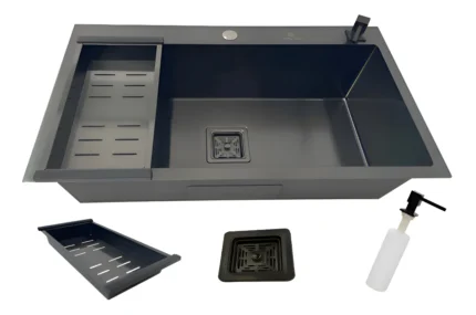 Cuba Gourmet Quadrada Grande Aço Inox 304 Preta 78x45cm Cor Aço Inox Preto