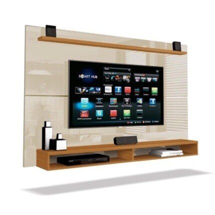 Painel Para TV Até 65 Polegadas Com Prateleira 1,80m Max Cedro Off White